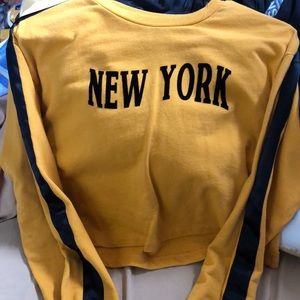 Yellow and Black cropped long sleeve. Womens Small, Forever21, good condition.